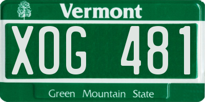 VT license plate XOG481