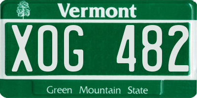 VT license plate XOG482