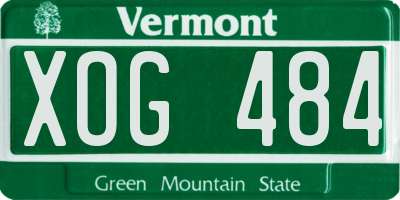 VT license plate XOG484