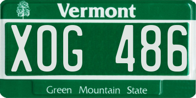 VT license plate XOG486