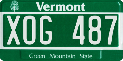 VT license plate XOG487