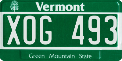 VT license plate XOG493