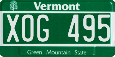 VT license plate XOG495