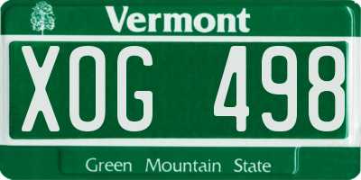 VT license plate XOG498