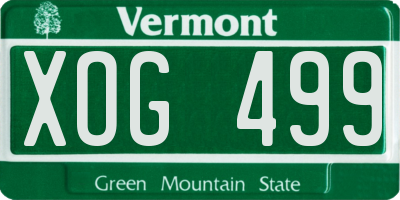 VT license plate XOG499