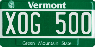 VT license plate XOG500