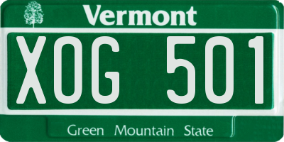 VT license plate XOG501
