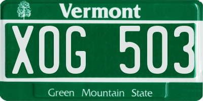 VT license plate XOG503
