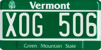 VT license plate XOG506
