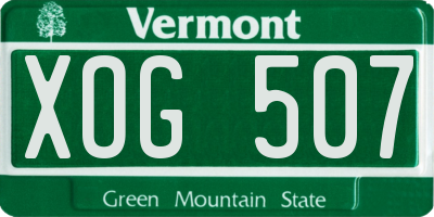 VT license plate XOG507