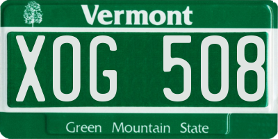 VT license plate XOG508