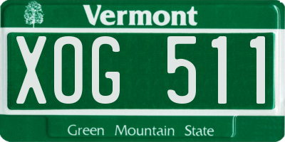 VT license plate XOG511