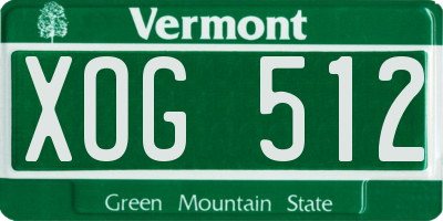 VT license plate XOG512