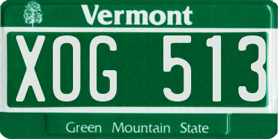 VT license plate XOG513