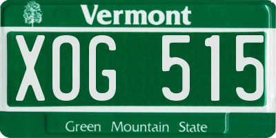 VT license plate XOG515