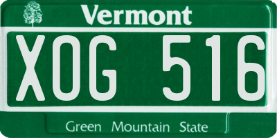 VT license plate XOG516