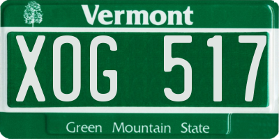 VT license plate XOG517