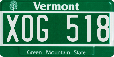 VT license plate XOG518