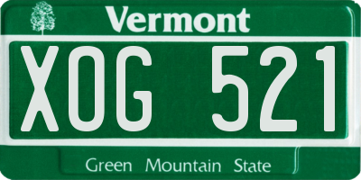 VT license plate XOG521