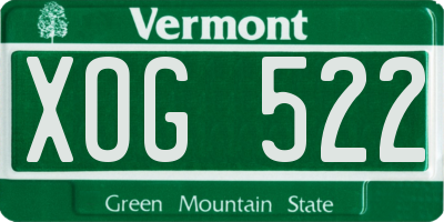 VT license plate XOG522