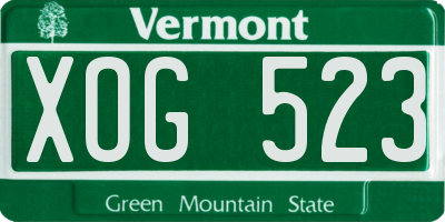 VT license plate XOG523