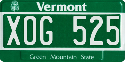 VT license plate XOG525