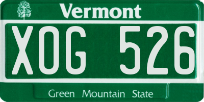 VT license plate XOG526