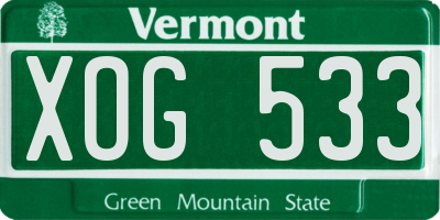 VT license plate XOG533