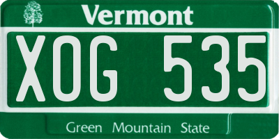 VT license plate XOG535