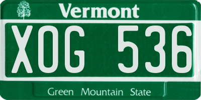 VT license plate XOG536
