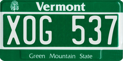 VT license plate XOG537