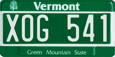 VT license plate XOG541