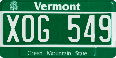 VT license plate XOG549
