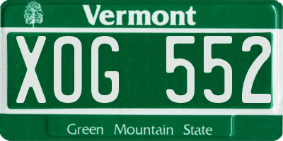 VT license plate XOG552
