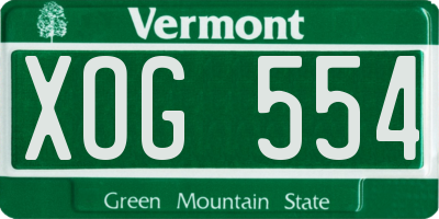 VT license plate XOG554