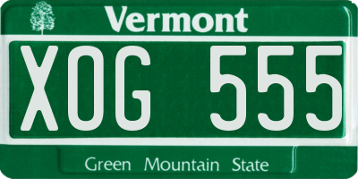 VT license plate XOG555