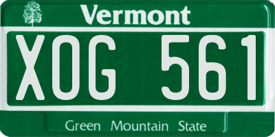 VT license plate XOG561