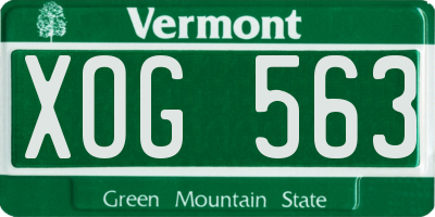 VT license plate XOG563