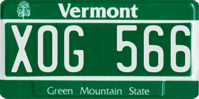 VT license plate XOG566