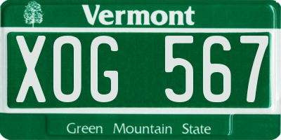 VT license plate XOG567