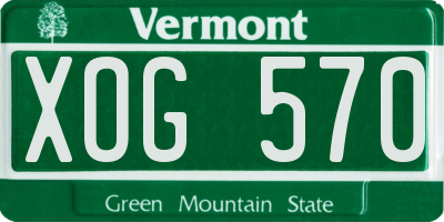 VT license plate XOG570