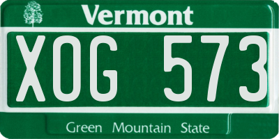 VT license plate XOG573