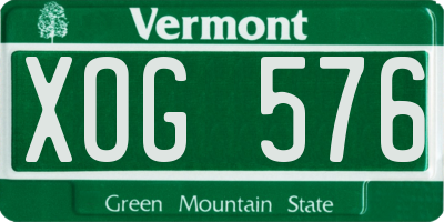 VT license plate XOG576