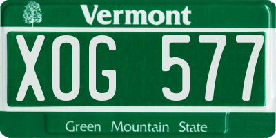 VT license plate XOG577