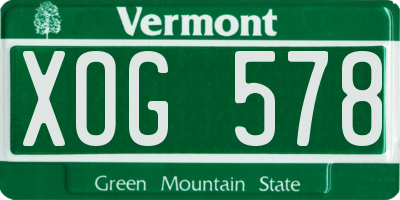 VT license plate XOG578