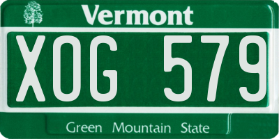 VT license plate XOG579