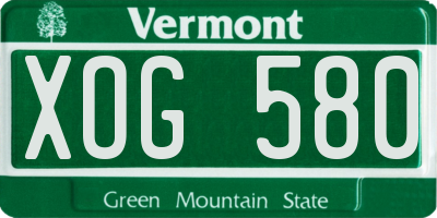 VT license plate XOG580