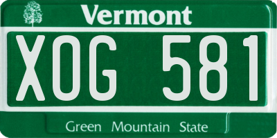 VT license plate XOG581