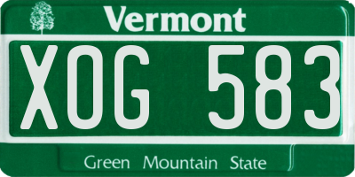 VT license plate XOG583