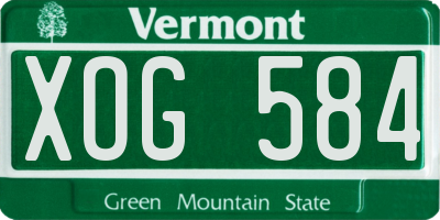 VT license plate XOG584